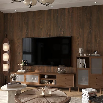 Dark Brown Wood Grain Contact Paper Peel and Stick Walnut Textured Self-Adhesive Wallpaper Bubble-Free Design Matte Thickened 16x78inch Waterproof Counter Top Stick Paper Wood Vinyl Wrap for Cabinets - color: Dark Brown, size: 16" x 78"