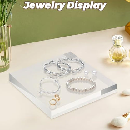 1 Pack 8 x 8 x 1 Inch Acrylic Block for Display, Acrylic Base Stand, Clear Polished Acrylics Cube, Trophy Base Jewelry Display Stand Pedestal Stand for Collectibles Jewelry Props Plant Display