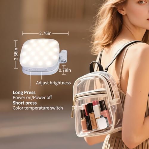 Magnetic Selfie Light for iPhone，Phone Light with a Mirror，Folding LED Phone Fill Ring Lighting，Rechargeable Portable Fill Light for Photography/Video Recording/Conference/Vlog/Makeup (Black)