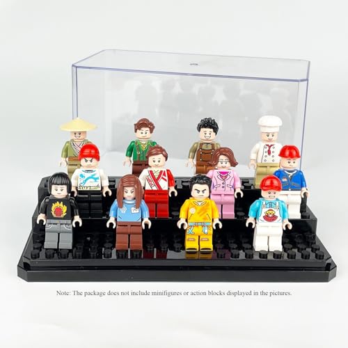 Acrylic Minifigure Display Case Stackable Action Figures Blocks Display Box, Clear Dustproof Display Case Box for Lego Lovers - color: Black, size: Medium 2 Pack