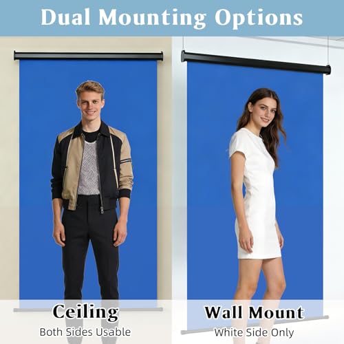 Retractable Blue Photography Backdrop 36" x 59", Portable Roll-Up, Pull-Down Background, Auto-Lock Backdrop Screen for Passport Photo, Product Photography, Headshots, Video Studio - color: Blue