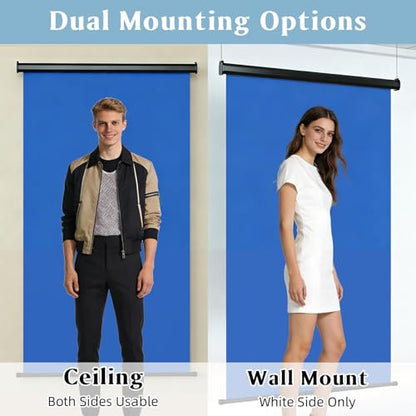 Retractable Blue Photography Backdrop 36" x 59", Portable Roll-Up, Pull-Down Background, Auto-Lock Backdrop Screen for Passport Photo, Product Photography, Headshots, Video Studio - color: Blue