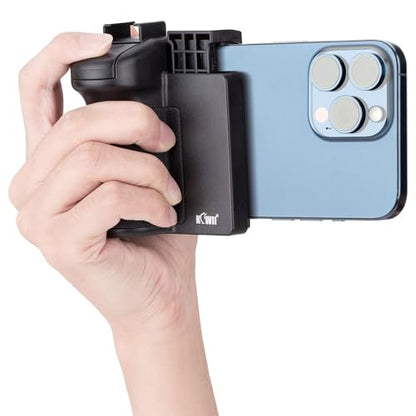 KIWIFOTOS Phone Camera Grip Handle Holder Phone Tripod Mount with Remote Shutter & Cold Shoe Adapter for iPhone 17 16 15 14 Pro Max Samsung Smartphone Selfie Vlog Video Shooting - color: Phone Camera Grip