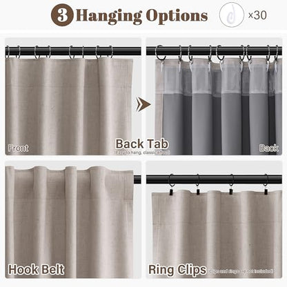Guken Apricot Linen 100% Blackout Living Room Drapes Curtains 84 Inch Length 2 Panels Set Rustic Elegant Black Out Thermal Insulated Back Tab Hook Belt Curtain for Dining Room Nursery 52x84 7Ft - color: Apricot, size: 52"W x 84"L (Pack of 2)