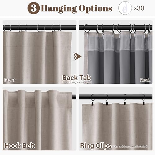Guken Apricot Linen 100% Blackout Living Room Drapes Curtains 84 Inch Length 2 Panels Set Rustic Elegant Black Out Thermal Insulated Back Tab Hook Belt Curtain for Dining Room Nursery 52x84 7Ft - color: Apricot, size: 52"W x 84"L (Pack of 2)