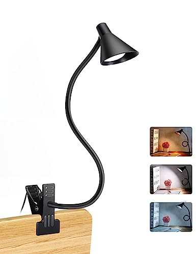LiFMIRA Clip on Light USB Reading Light 3 Color Modes 10 Brightness Levels Eye Care Clamp Light Flexible Gooseneck Dimmable Reading Lamp Clip on Lamp for Bed Headboard Desk Bedside Dorm (Black) - color: Black