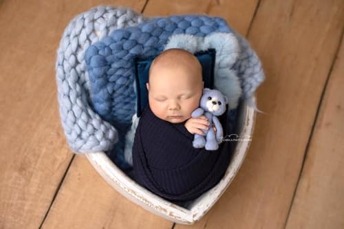 Baby Wrap. Newborn Photography Wrap. Baby Swaddle or Blanket for Newborn Photography Props. Waffle Knit Swaddle. Infant Photoshoot Props for Boy or Girl. (Navy) - color: Navy