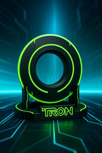 Futuristic Identity Disk Display with Stand Inspired by Tron Disc