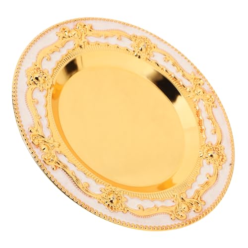Hemobllo 1pc Vintage Decorative Gold Tray for Home Decor Retro Round Storage Tray for Coffee Table Jewelry and Candle Display
