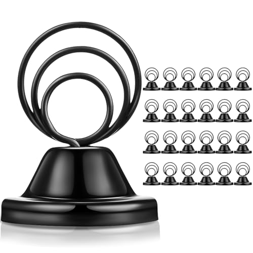 Fulmoon 24 Pcs Mini Table Number Holders Place Card Holders 1.5 Inch Steel Table Sign Stands for Wedding Graduation Reception Restaurant Home Photo Picture Office Memo(Black) - color: Black