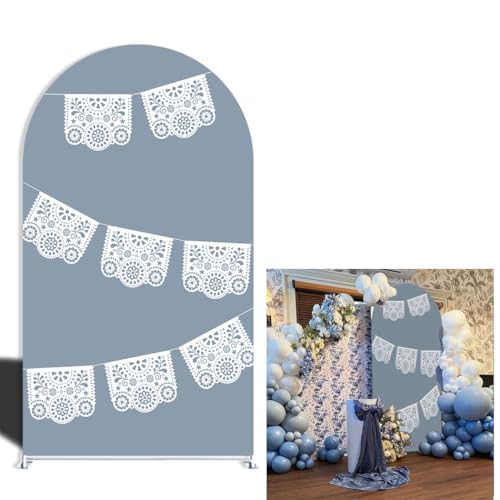 Dusty Blue Cielito Lindo Arch Backdrop Covers Mexican Theme Fiesta Wedding Parties Decoration Baptismx Baby Shower Birthday Party Supplies(Stand is not Included) (4x7ft(125x220cm),G-4042) - color: G-4042, size: 4 x 7 ft