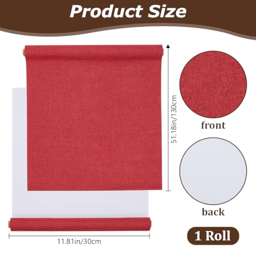 CRASPIRE 51x11.8 Inch Pure Red Book Cloth Paper Backed for Book Cover Binding Weave Linen Fabric Surface Protector Book Cloth Book Binding for Adult Scrapbooking Album DIY Crafts Cover - color: Pure Red