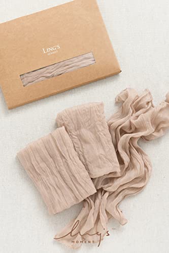 Ling's Moment Luxury Cloth Wedding Napkins - 19x19 Inch Reusable Cheesecloth Linen Napkins for Wedding Reception, Bridal Shower, Dinner Table - Washable, Durable (Set of 10), [Warm Sand] - color: Wht-warm Sand