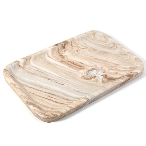 Koville Marble Tray, 12"x8" Natural Marble Vanity Tray for Countertop Bathroom Kitchen Dresser, Decorative Catchall Trays for Perfume Jewelry, Rectangular Stone Serving Tray（Palissandro） - color: Palissandro