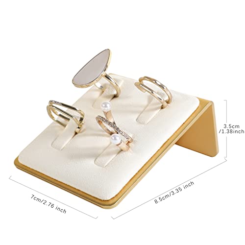 Beige Ring Display for Selling, Jewelry Ring Organizer-Velvet Metal Series - color: Cream