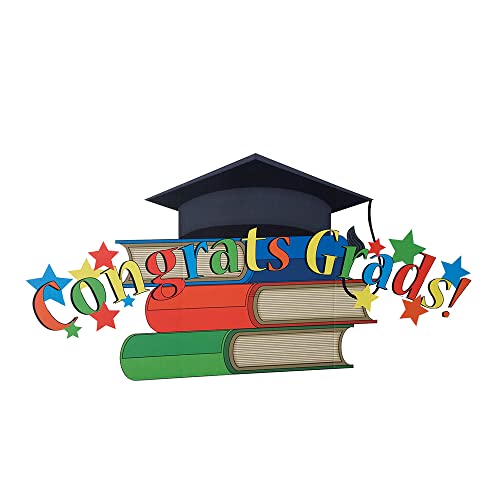 Congrats Grads Stacked Books Stand-up Kit, Photo Ops, Stage Props, for Kindergarten Graduation Decorations and Preschool Graduation - color: Congrats Grads Stacked Books