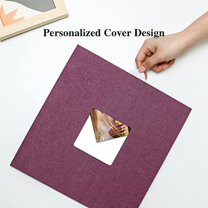 Vienrose Large Photo Album Self Adhesive for 4x6 8x10 Pictures Linen Scrapbook Album DIY 60 Blank Pages with A Metallic Pen - color: Purple, size: 11"x10.6" 60Pages