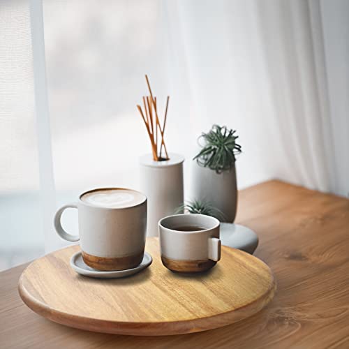 Acacia Wood Lazy Susan Wood Turntable Tray Cabinet Organizer, 12" (Two Pieces) - size: 12"-2pc-wood