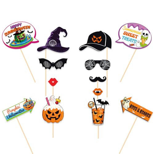 Summerween Decorations Happy Summerween Photo Props Summer Halloween Party Kit Halloween in Summer Ghost Birthday Bachelorette Party Decoration Supplies 34 Pieces