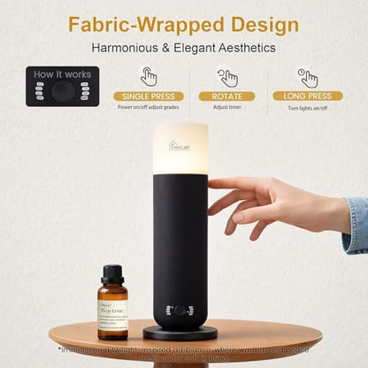 Hotel Collection Diffuser Machine,Fabric-Wrapped Design,Candlelight Atmosphere Lamp,1000 Sq Ft,Waterless Essential Oil Diffuser,Hotel Scent Diffuser,Scent Air Machine for Home - Weave Black - color: Weave Black