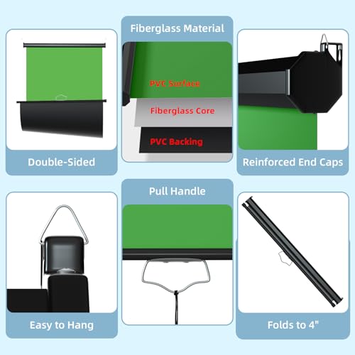Retractable Green Photography Backdrop 36" x 59", Portable Roll-Up, Pull-Down Background, Auto-Lock Backdrop Screen for Passport Photo, Product Photography, Headshots, Video Studio - color: Green