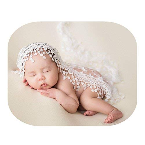 Luxury Newborn Boy Girl Baby Photography Props Wrap Lace Yarn Cloth Blanket (White) - color: White