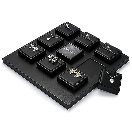 PU Leather Jewelry Stand Showcase Display Holder Jewellry Storage Stand (Black) - color: Black, size: Base Plate