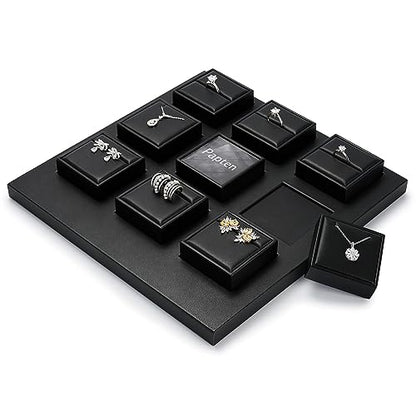 PU Leather Jewelry Stand Showcase Display Holder Jewellry Storage Stand (Black) - color: Black, size: Base Plate