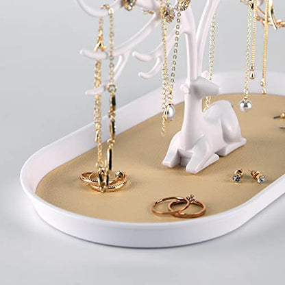 MORE&LESS Antlers Jewelry Display Stand,Tree Tower Rack Hanging Organizer for Ring Earrings Necklace Bracelet - color: A White