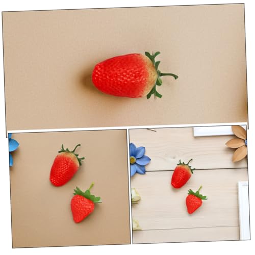 GANAZONO 30pcs Realistic Plastic Fake Strawberries, Artificial Red Berries Set with Small and Large Sizes, Lifelike Faux Fruit for Home Kitchen Party Decoration and Photography Props