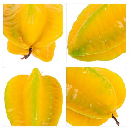 Simulated Starfruit Artificial Fruit Decoration 2pcs Plastic Fake Fruit Prop Photography Home Décor Model for Display and Window Styling