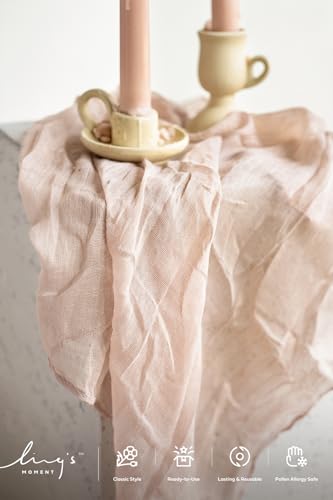 Ling's Moment Luxury Cloth Wedding Napkins - 19x19 Inch Reusable Cheesecloth Linen Napkins for Wedding Reception, Bridal Shower, Dinner Table - Washable, Durable (Set of 10), [Warm Sand] - color: Wht-warm Sand