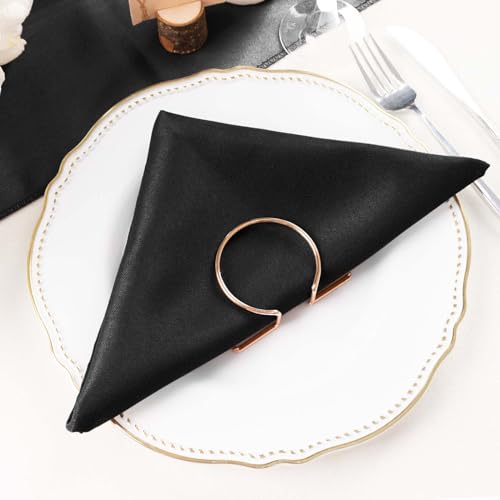 Efavormart Premium Cloth Napkins Set of 5, 20x20 Inch Black Seamless Dinner Napkins, Washable Linen Table Napkin Cloth with Hemmed Edges for Weddings, Party and Banquet - color: Black, size: 20" x 20" (Set of 5)