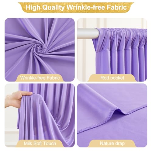24x10FT Lavender Backdrop Curtains for Wedding Parties, Wrinkle Free Polyester Photography Backdrop Drapes for Wedding Baby Shower Birthday Parties Stage Background Stand Decorations 4x10ft,6 Panels - color: Lavender, size: W4' x H10'(6 Panels)