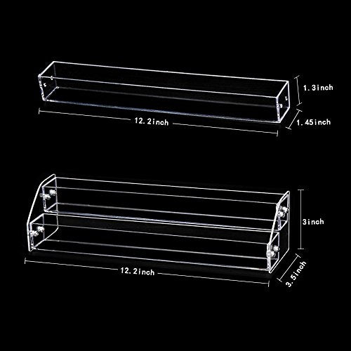 Acrylic Organizer Storage Case Brochure Display Holders for Essential Oil Cosmetic Dropper Bottle Condiment Nail Polish Paint Rack Shelves Fair Gifts Samples Showing Stand 2 Sets 2 Tiers Clear Plastic - size: 2 Sets 2 floor