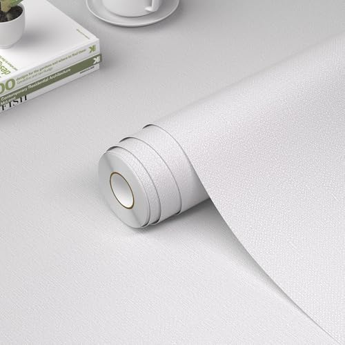 WADILE Grasscloth Peel and Stick Wallpaper 15.7in x 196.8in, Textured Contact Paper for Cabinets, Faux Linen Wall Paper Pull and Stick, Fabric Vinyl Wallpaper Self Adhesive White - color: White, size: 15.7" x 196.8"