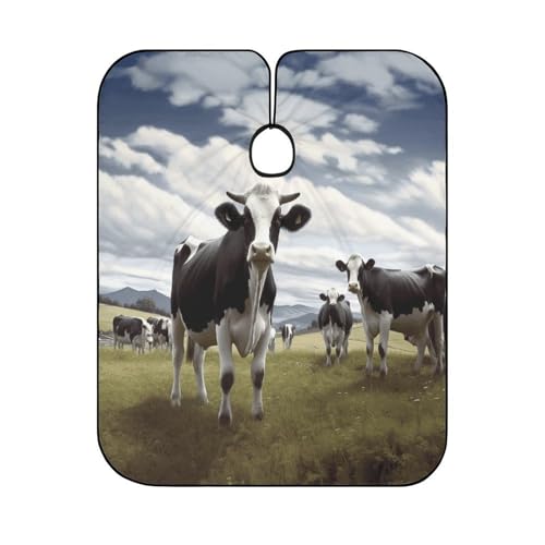 Farm Cow Pictures Barber Cape Professional Waterproof Barber Apron Hair Cutting Salon Cape Adjustable Cooking Kitchen Bib Aprons for Hair Stylist Makeup Home Use