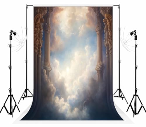 Kate 10×10ft (3×3m) European Medieval Castle Photo Backdrop Fantasy Sky White Clouds Stone Columns Interior Photography Background for Photo Studio Photographer Props - size: 10×10ft
