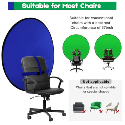 Portable Blue Green Screen Chair, 57 in Greenscreen Backdrop with Stand Double Sided Foldable Green Background, Chroma Key, for Photography Streaming Gaming Photo Zoom Video Chats and Meeting - color: Green/Blue Screen