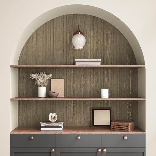 VEELIKE 15.7''x354'' Brown Grasscloth Peel and Stick Wallpaper Textured Grass Cloth Wallpaper Prepasted Removable Grasscloth Contact Paper Brown Vinyl Linen Wall Paper for Bedroom Bathroom Walls - color: Brown, size: 15.7" x 354"