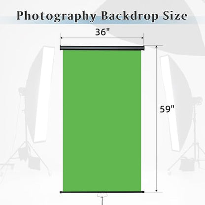 Retractable Green Photography Backdrop 36" x 59", Portable Roll-Up, Pull-Down Background, Auto-Lock Backdrop Screen for Passport Photo, Product Photography, Headshots, Video Studio - color: Green