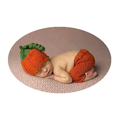 Fashion Cute Newborn Boy Girls Baby Costume Outfits Photography Props Hat Pants - color: Orange