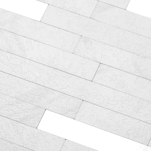 Yipscazo 10 Sheets Peel and Stick Stone Metal Tile Backsplash, Stick on Tiles for Backsplash Kitchen, Bathroom, Laundry Room, Camper, Fireplace (12'' X 12'', White Stone with Metal) - color: White Stone With Metal