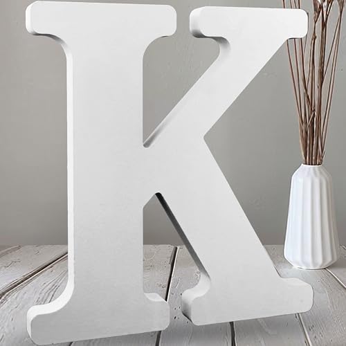 AOCEAN 12 Inch White Big Wood Letters Unfinished Wooden Letters for Wall Decor Decorative Standing Letters Slices Sign Board Decoration for Craft Home Party Projects (K) - color: K