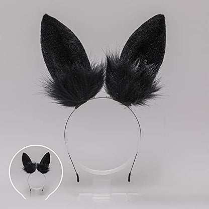 Faylay Bunny Ear Women Rabbit Ear Faux Fur Headband Cosplay Headwear - color: Rbte-black