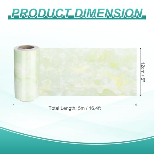 HARFINGTON Wood Grain Wallpaper Border 5" x 16.4ft PVC Self-Adhesive Textured Frame Sticker Waterproof Wall Decorative Wallpaper for Floor Door Table Cabinets Desk, Agate Green - color: Agate Green, size: 5" x 16.4ft