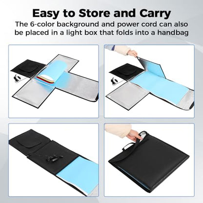 Photo Light Box, 12/16/20/24/32 Inch Photography Light Box with CRI>95 120 Light Beads. Dimmable Shooting Tent Kit with White and Warm Light. 6 Color Backdrops Photo Booth for Studio Products Display - size: 12" x 12" x 12"