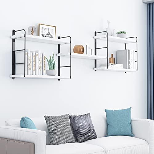 MXCSE Wall Shelves, Wall Mounted Bookshelves, DIY Floating Shelves for Wall, Wood Hanging Book Shelves for Room, Bedroom, Living Room, Easy Installation (White, 50W x 17H) - color: White