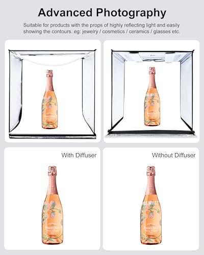 PULUZ Light Box Photography, 24x24 inch Large Photo Light Box with 120 LED Beads, CRI >95, Professional Portable Photo Booth Shooting Tent Kit with 6 Color Backdrops for Product Photography