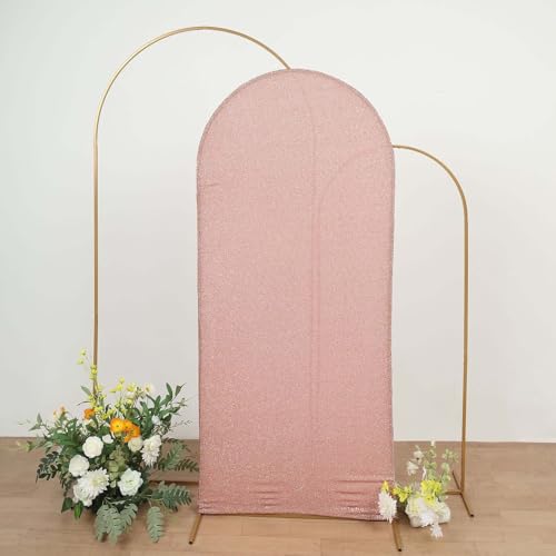 Efavormart 6ft Blush Rose Gold Chiara Arch Backdrop Cover, Metallic Double-Sided Spandex Cover, Wrinkle-Free for Birthday Party - color: Rose Gold, size: 6 FT